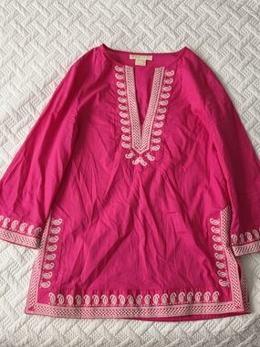 Michael Kors Hot Pink Embroidered Tunic Top